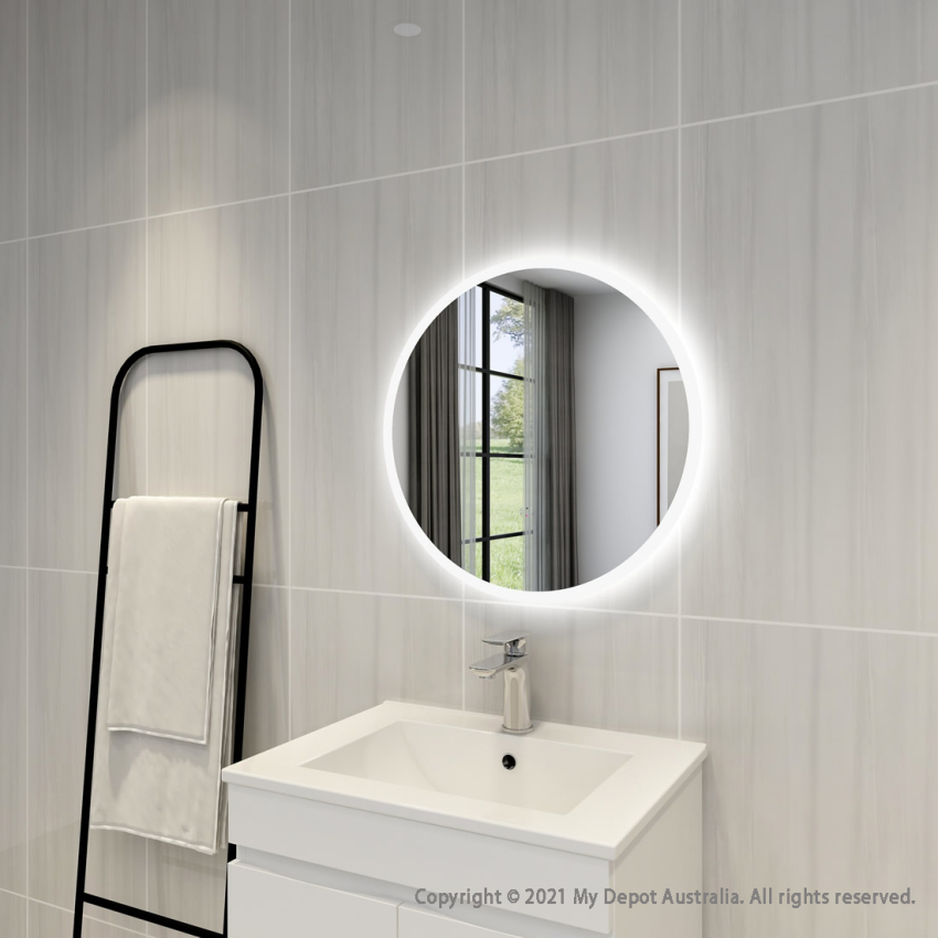600mm Round 3 Color Frontlit Bathroom LED Mirror(Touchless Sensor Switch)