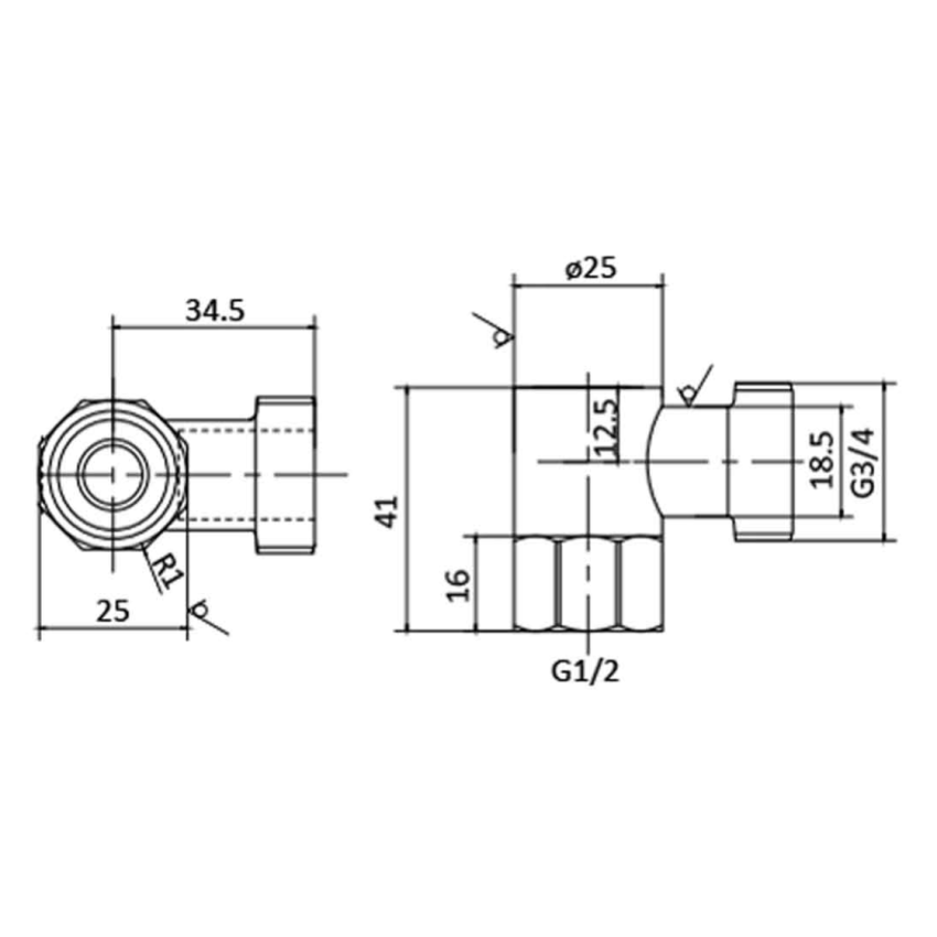 WM Cock, 3/4 Turn Chrome