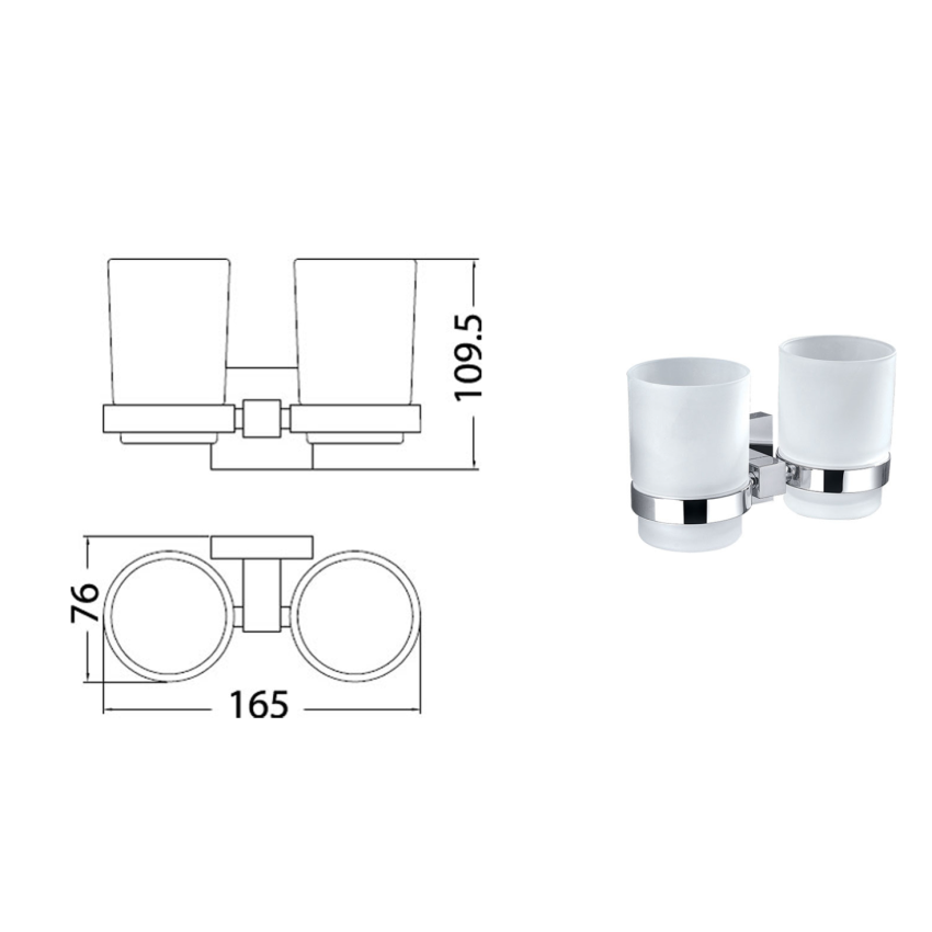 Sara Double Tumbler Holder Chrome