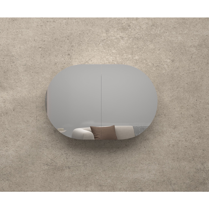 900x600mm Oval Matte Black Mirror Cabinet MDF 2/DR Shaving Cabinet