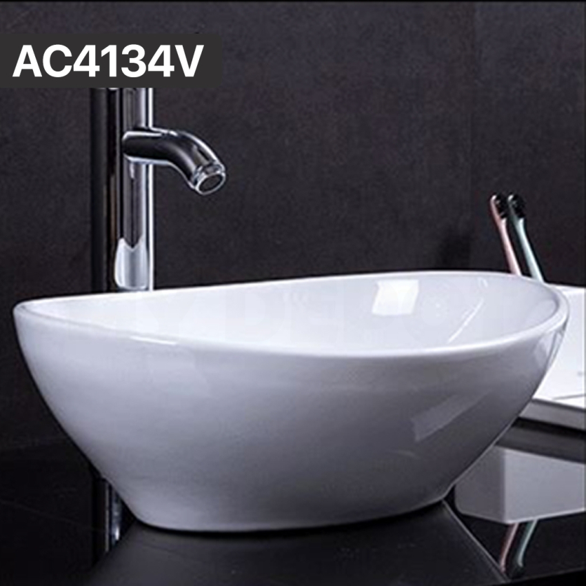 410mm Oval Gloss White Ceramic Above Counter Basin Non-overflow