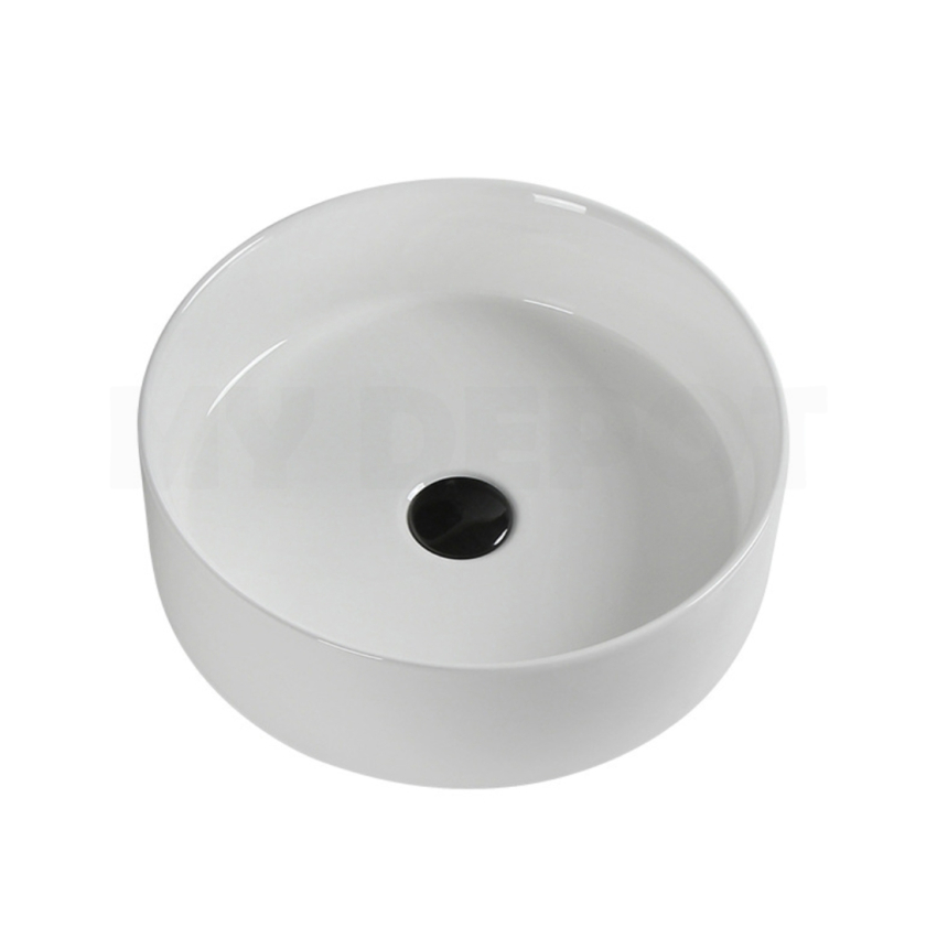 350mm Round Gloss White Ceramic Above Counter Basin Non-overflow
