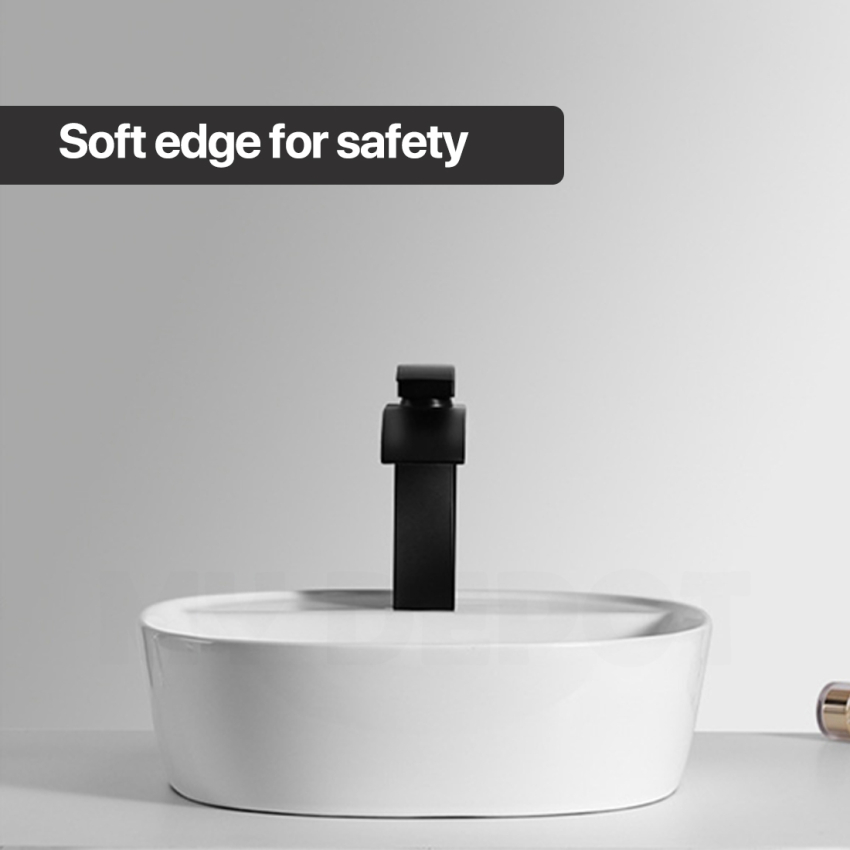 400mm Above Counter Basin Gloss White Ultra Slim Fine Ceramic Basin With Taphole