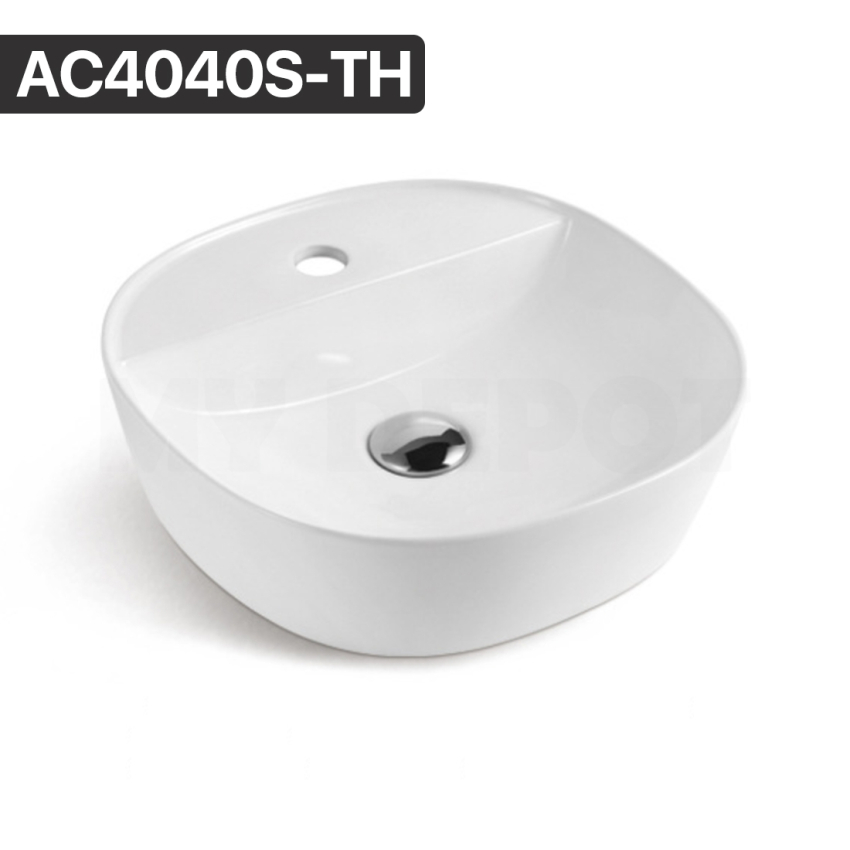 400mm Above Counter Basin Gloss White Ultra Slim Fine Ceramic Basin With Taphole