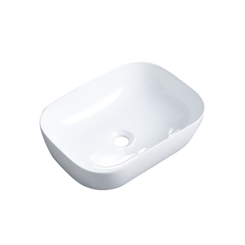 460mm Rectangle Gloss White Ceramic Above Counter Basin Non-overflow