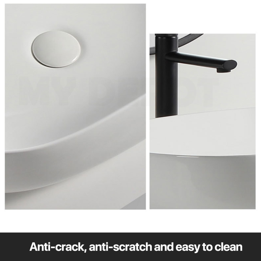 460mm Rectangle Gloss White Ceramic Above Counter Basin Non-overflow