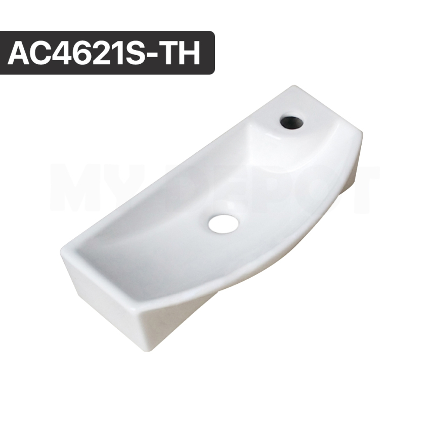 460mm Rectangle Gloss White Ceramic Above Counter Wall Hung Basin Non-overflow