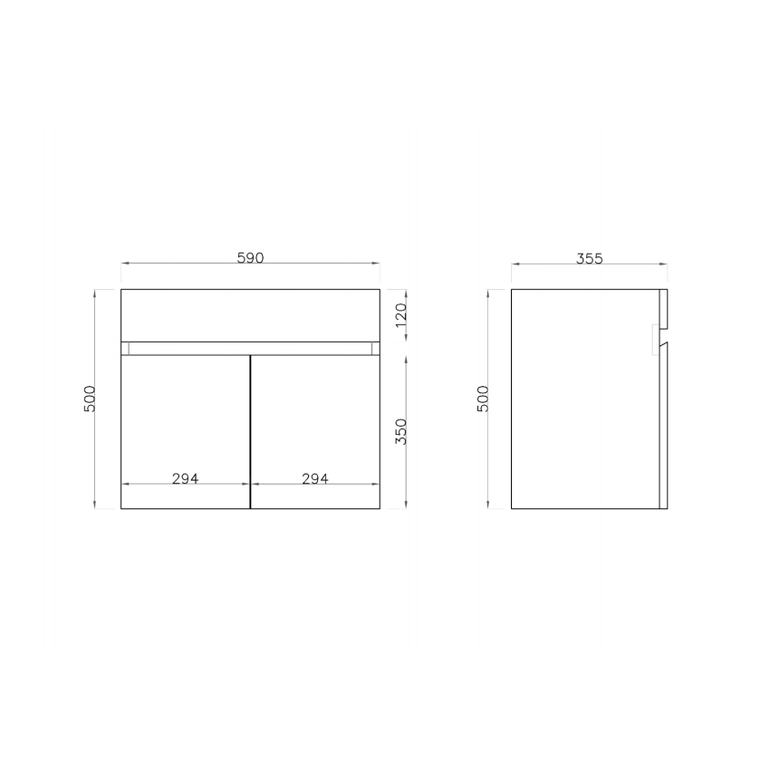 600MM Narrow Gloss White MDF Bathroom Vanity 2 Doors Wall Hung Cabinet Only 