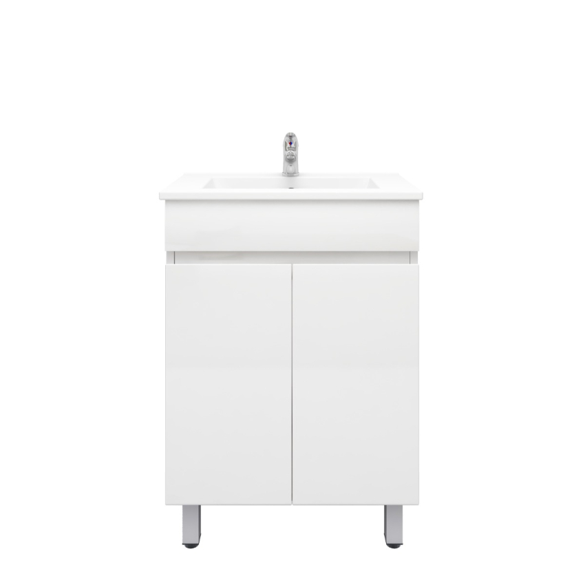 600MM Narrow Gloss White MDF Bathroom Vanity 2 Doors Free standing Cabinet Only 