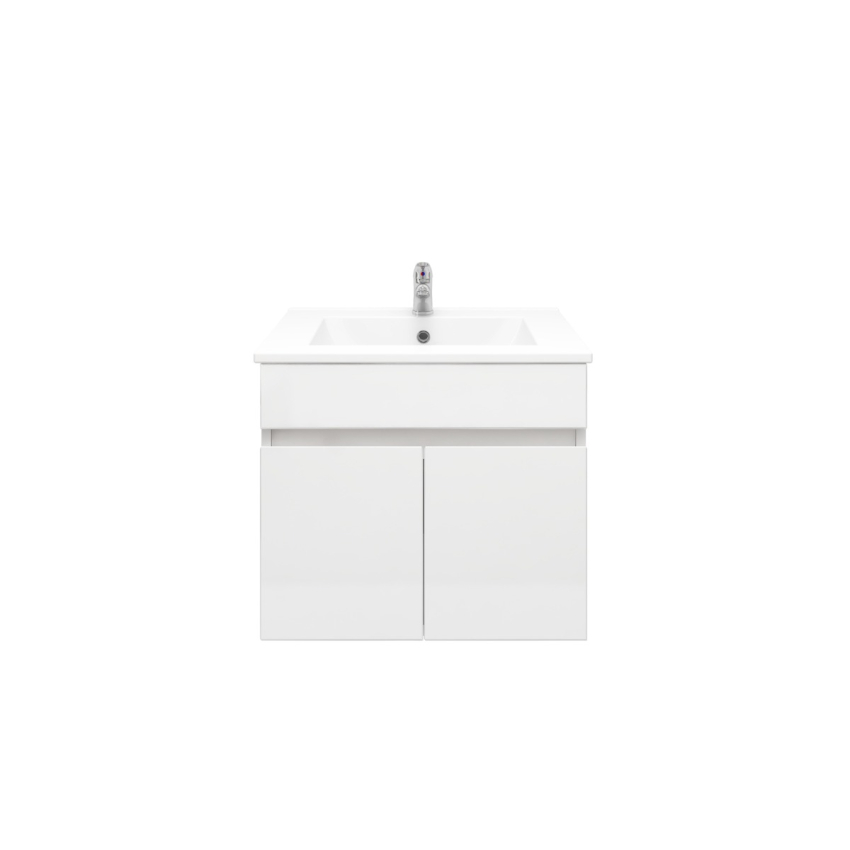 600MM Narrow Gloss White MDF Bathroom Vanity 2 Doors Wall Hung Cabinet Only 