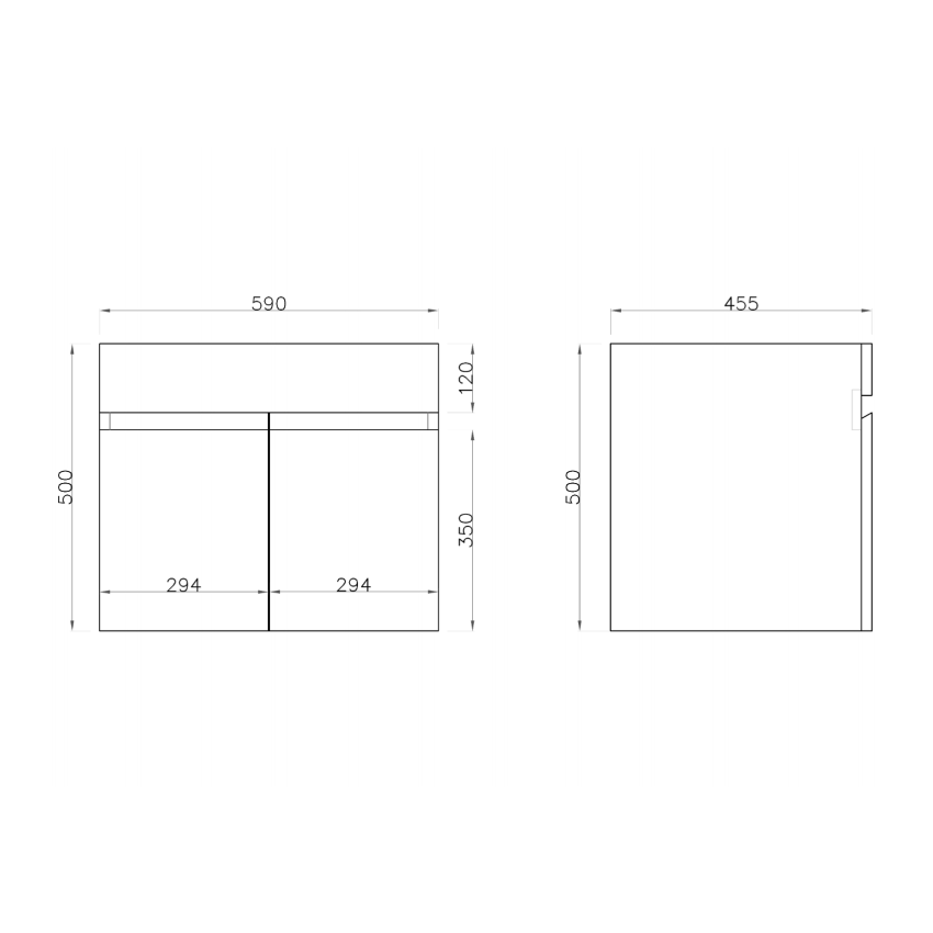 600MM Gloss White MDF Bathroom Vanity 2 Doors Wall Hung Cabinet Only 