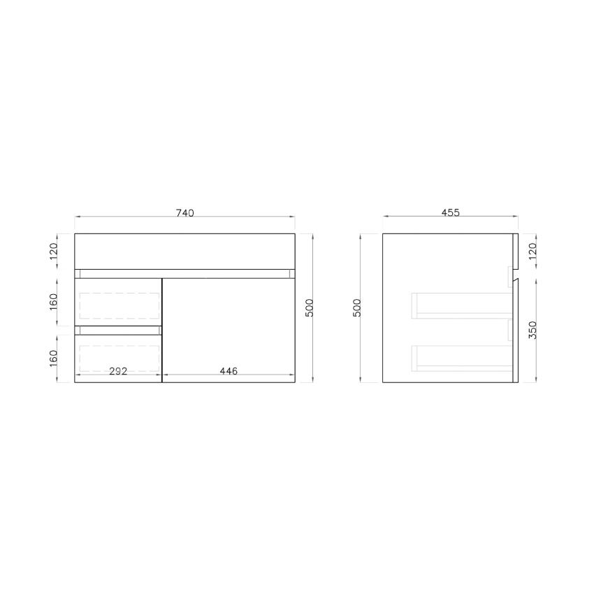 750MM Gloss White MDF Bathroom Vanity Left Drawers Wall Hung Cabinet Only 