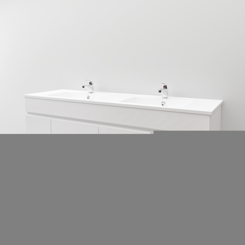 1500MM Gloss White MDF Bathroom Vanity 4 Side Drawers 2 Middle Doors Wall Hung Cabinet Only