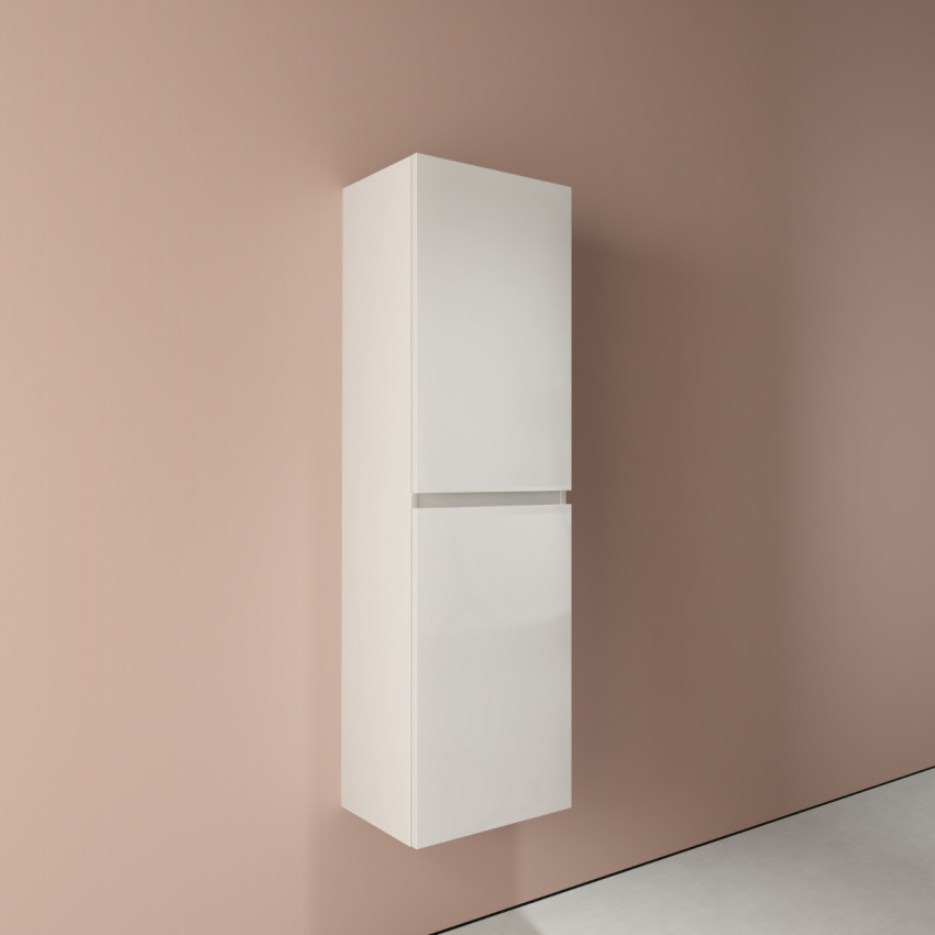 1350MM Gloss White MDF Tall Boy Bathroom Cabinet 2 Doors