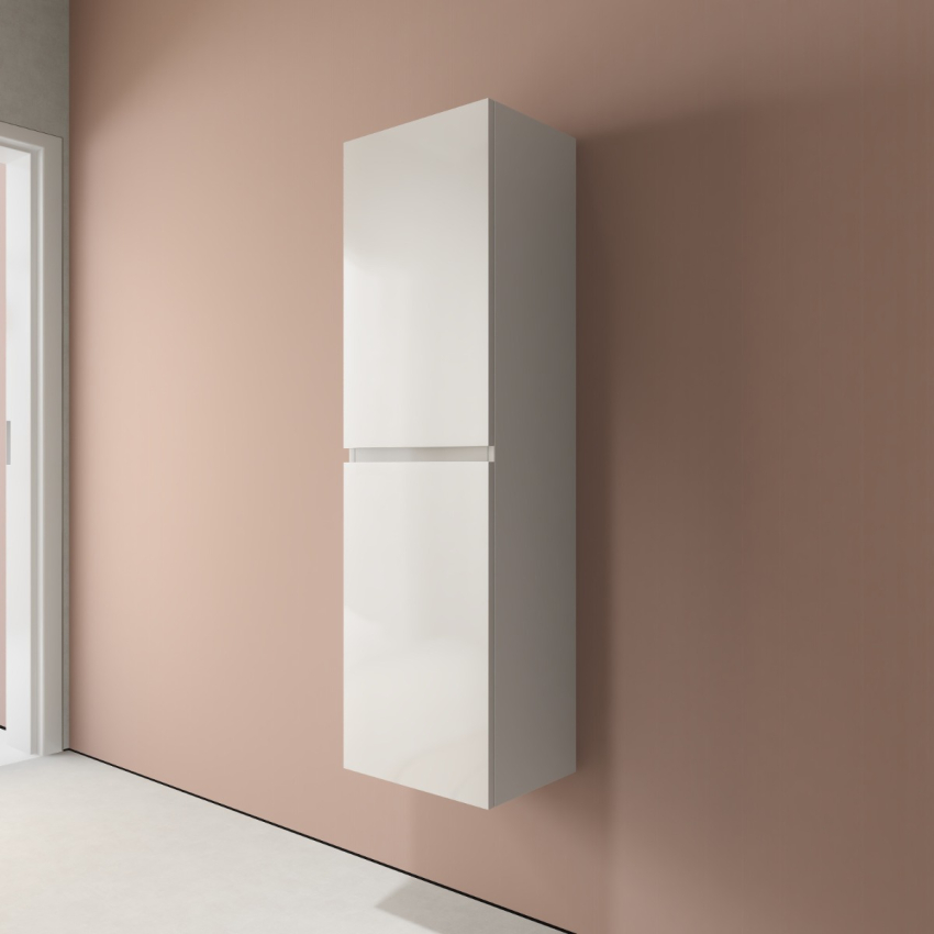 1350MM Gloss White MDF Tall Boy Bathroom Cabinet 2 Doors