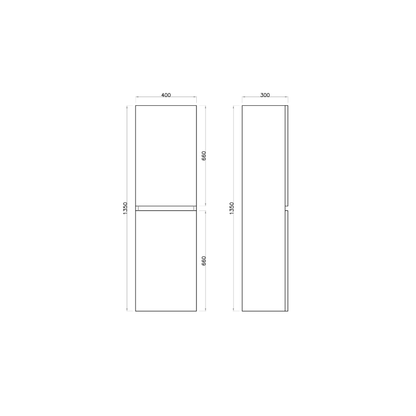 1350MM Gloss White MDF Tall Boy Bathroom Cabinet 2 Doors