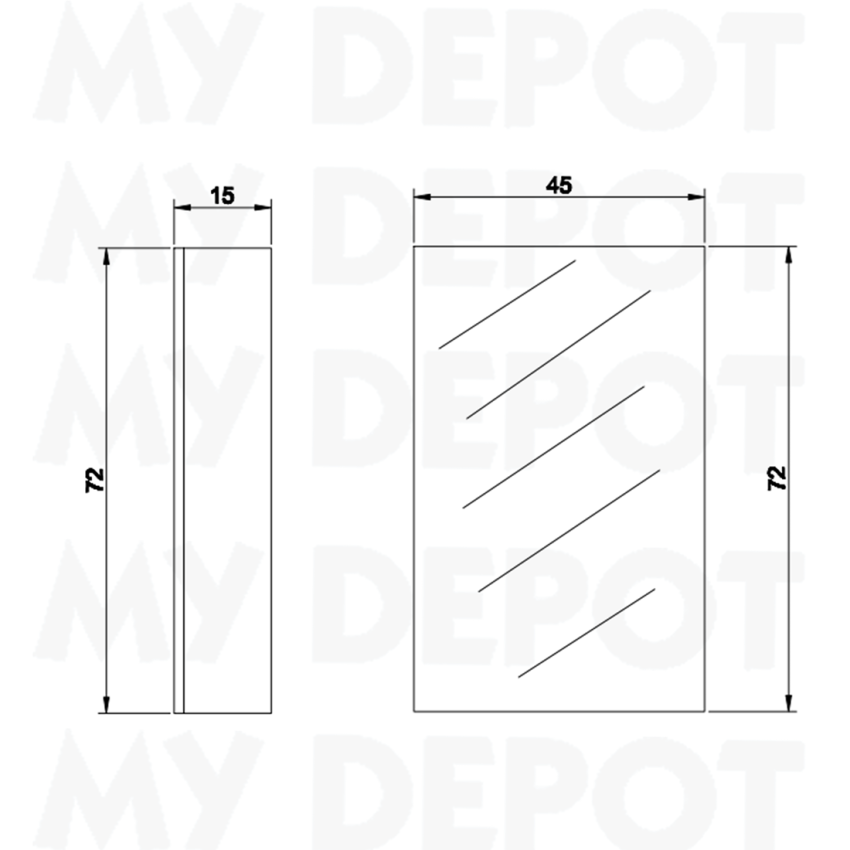 450MM Pencil Edge Gloss White MDF Shaving Cabinet Single Door