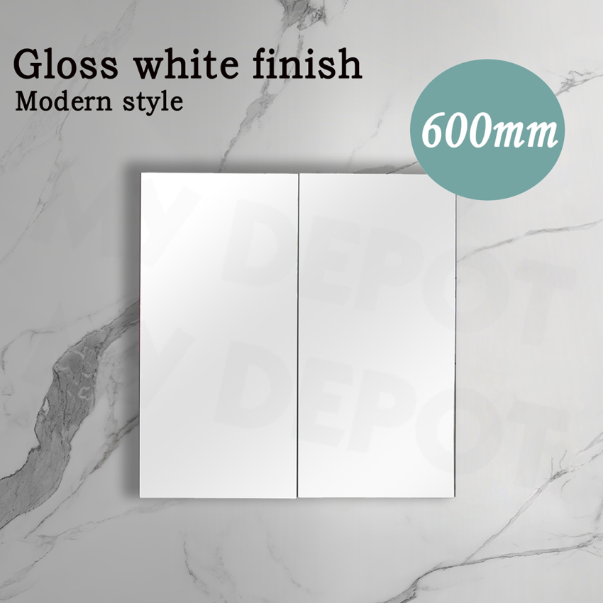 600MM Pencil Edge Gloss White MDF Shaving Cabinet 2 Doors Mirror Cabinet
