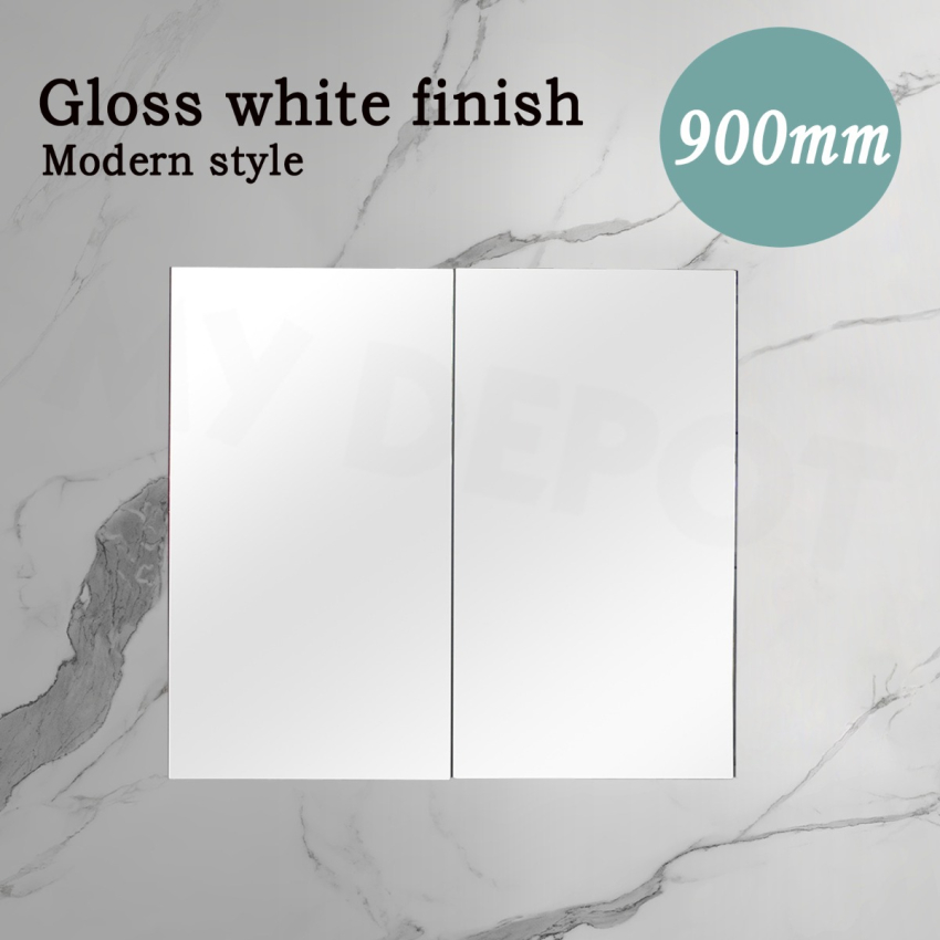 900MM Pencil Edge Gloss White MDF Shaving Cabinet 2 Doors