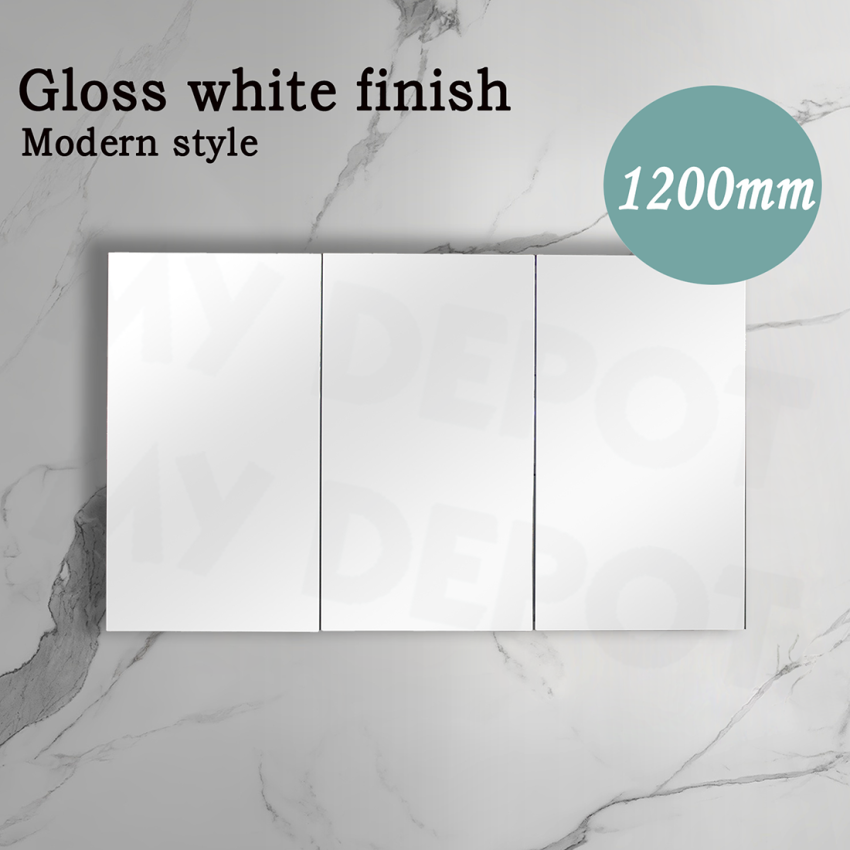 1200MM Pencil Edge Gloss White MDF Shaving Cabinet 3 Doors