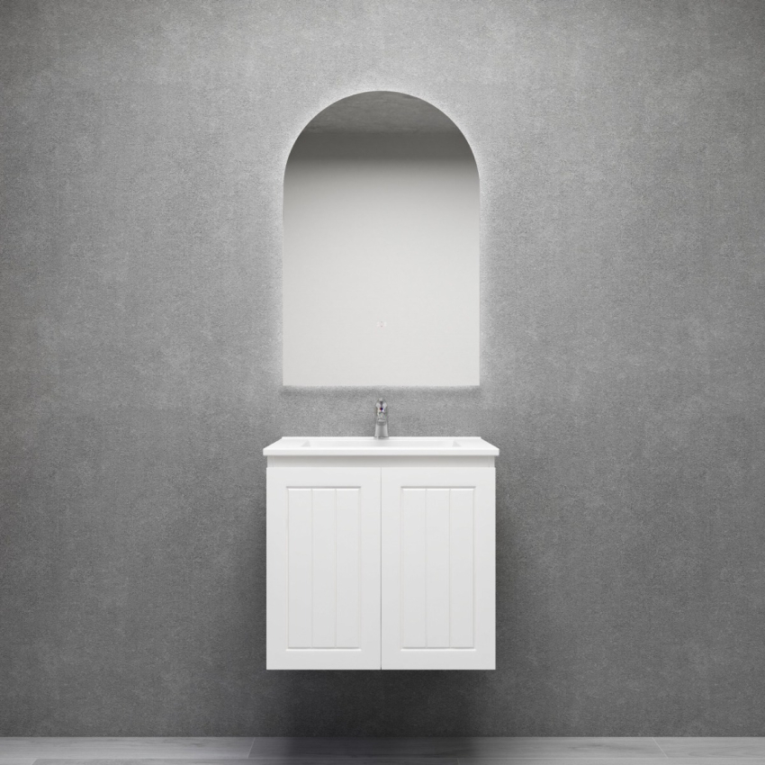 600MM Amber Matte White 2PAC MDF 2/DR Wall Hung Cabinet Only