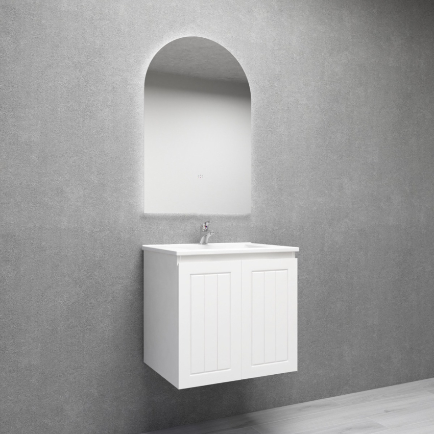 600MM Amber Matte White 2PAC MDF 2/DR Wall Hung Cabinet Only