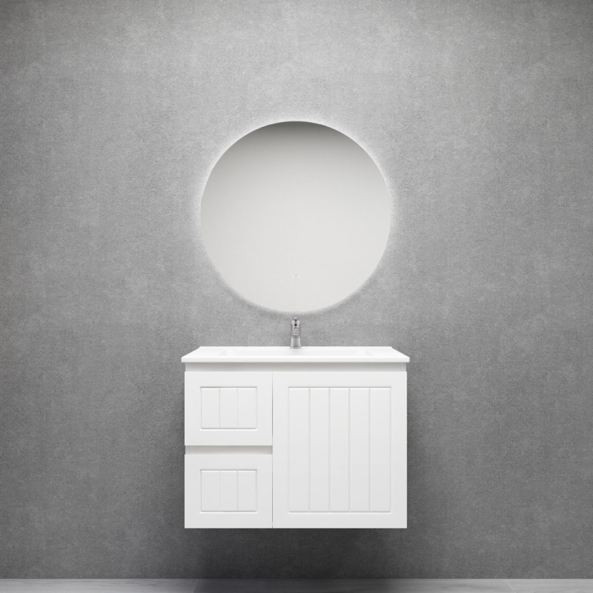 750MM Amber Matte White 2PAC MDF 2L/DW 1R/DR Wall Hung Cabinet Only