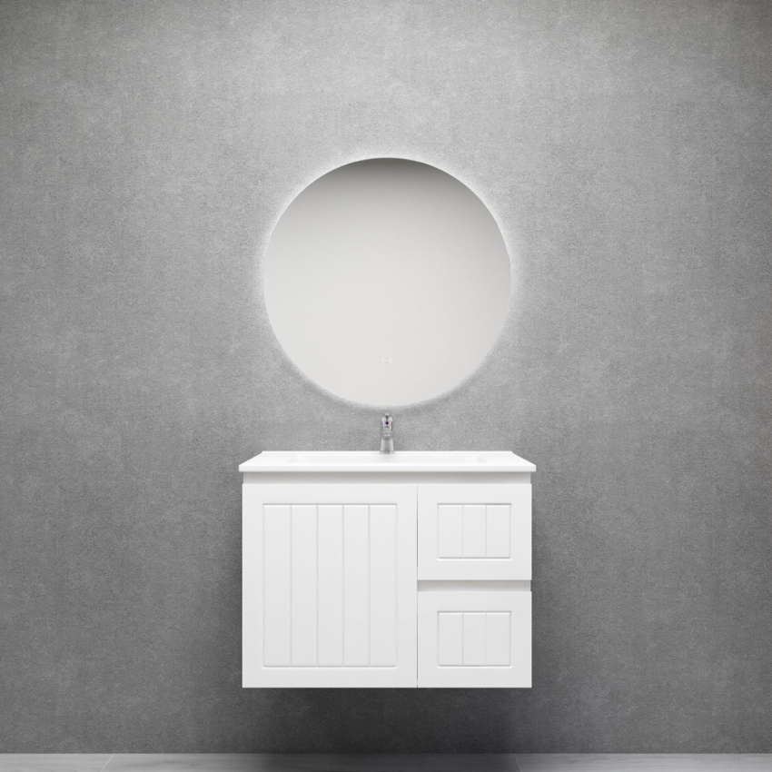 750MM Amber Matte White 2PAC MDF 2L/DW 1R/DR Wall Hung Cabinet Only