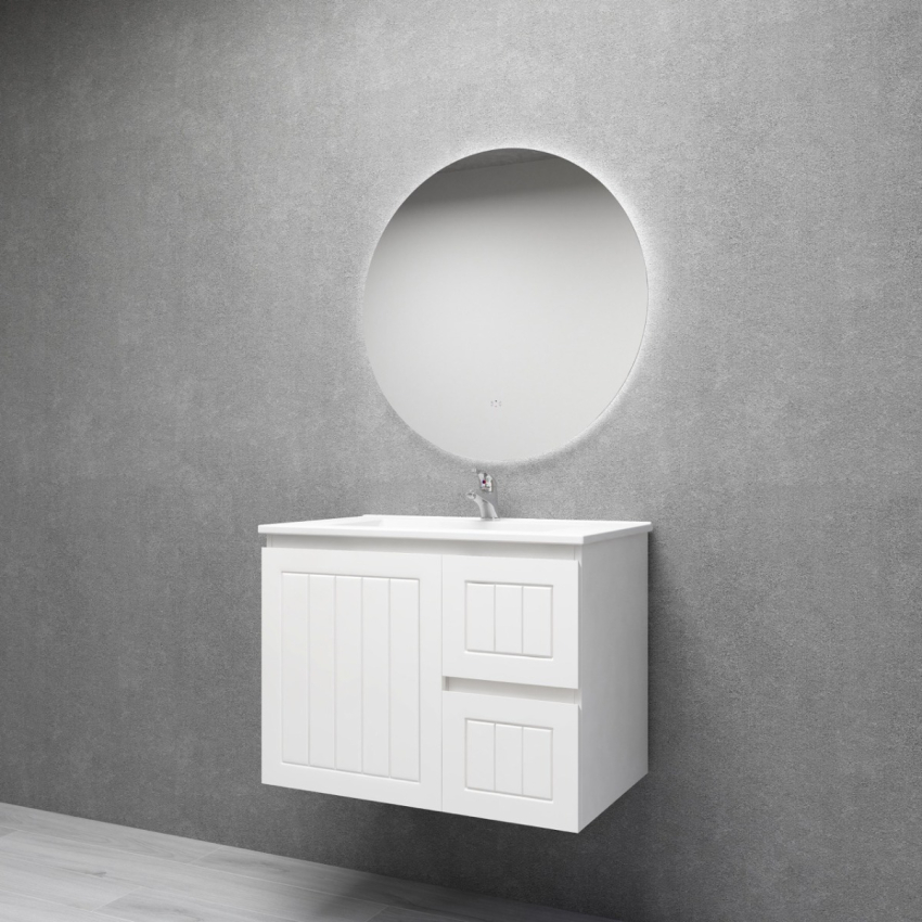 750MM Amber Matte White 2PAC MDF 2L/DW 1R/DR Wall Hung Cabinet Only