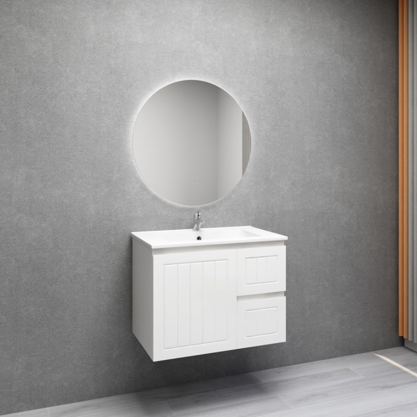 750MM Amber Matte White 2PAC MDF 2L/DW 1R/DR Wall Hung Cabinet Only