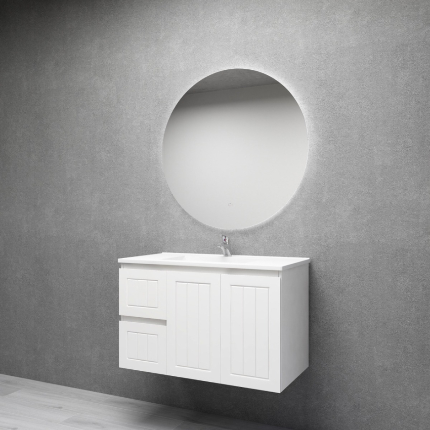 900MM Amber Matte White 2PAC MDF 2L/DW 2R/DR Wall Hung Cabinet Only