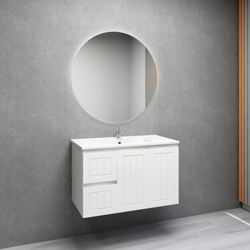 900MM Amber Matte White 2PAC MDF 2L/DW 2R/DR Wall Hung Cabinet Only