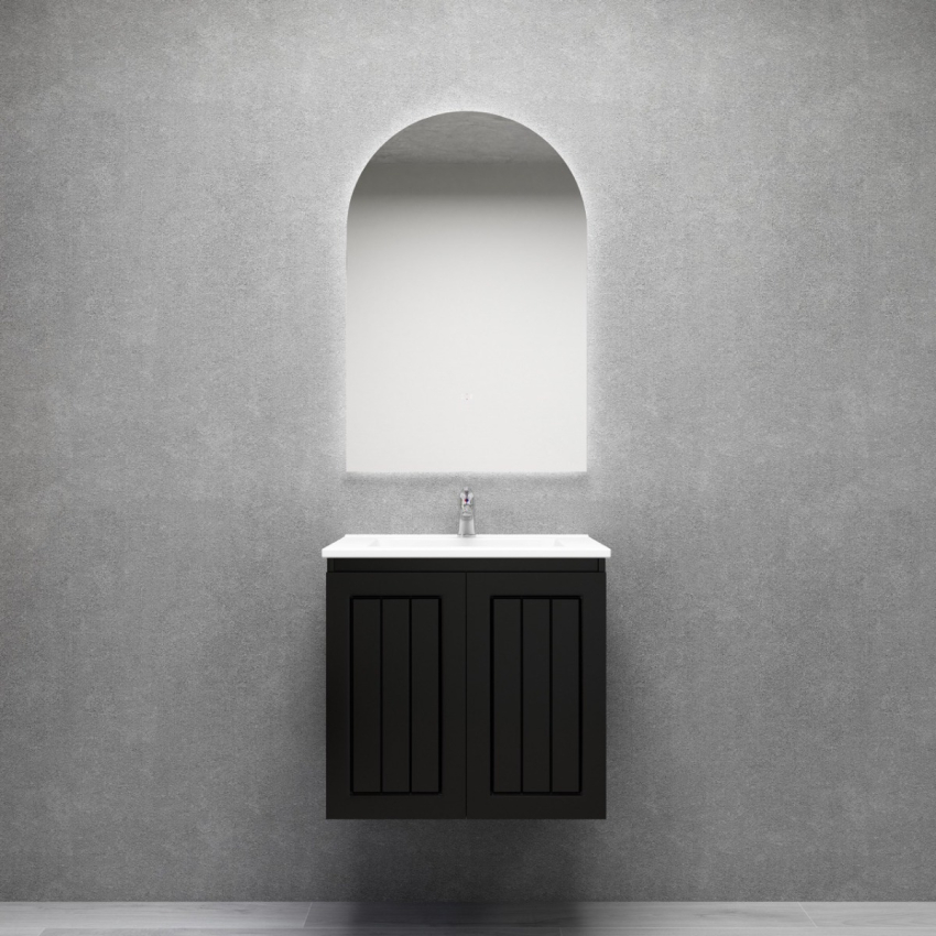 600MM Amber Matte Black 2PAC MDF 2/DR Wall Hung Cabinet Only