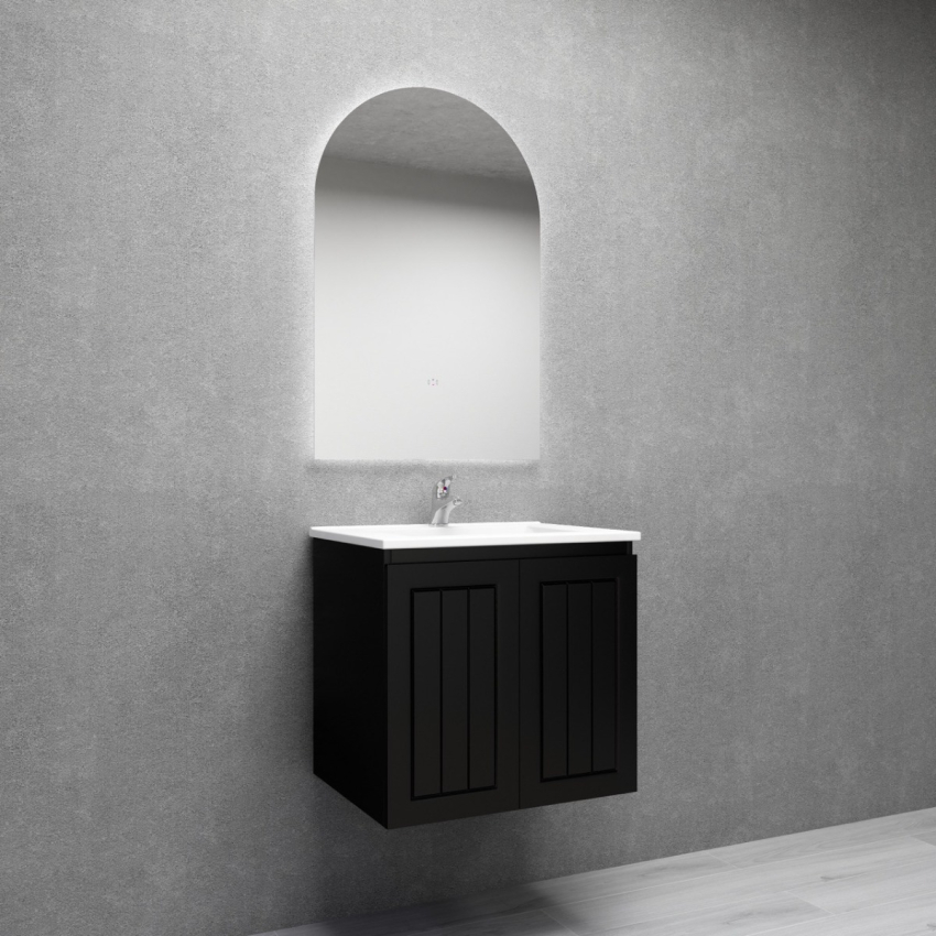 600MM Amber Matte Black 2PAC MDF 2/DR Wall Hung Cabinet Only