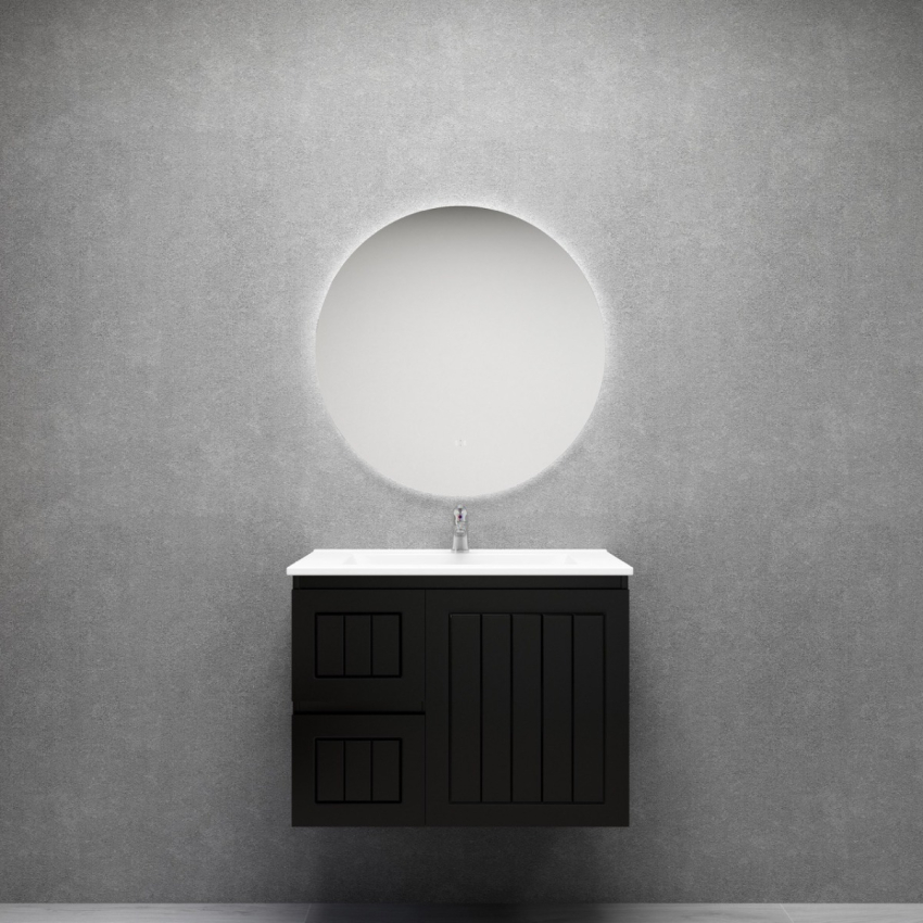 750MM Amber Matte Black 2PAC MDF 2L/DW 1R/DR Wall Hung Cabinet Only