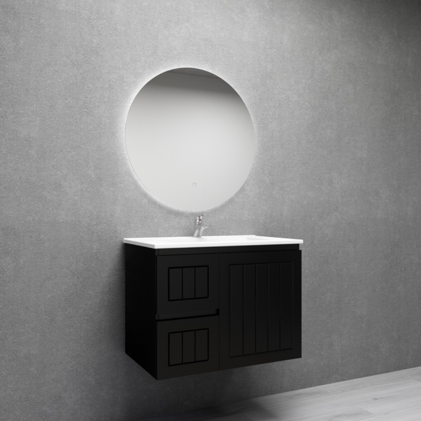 750MM Amber Matte Black 2PAC MDF 2L/DW 1R/DR Wall Hung Cabinet Only