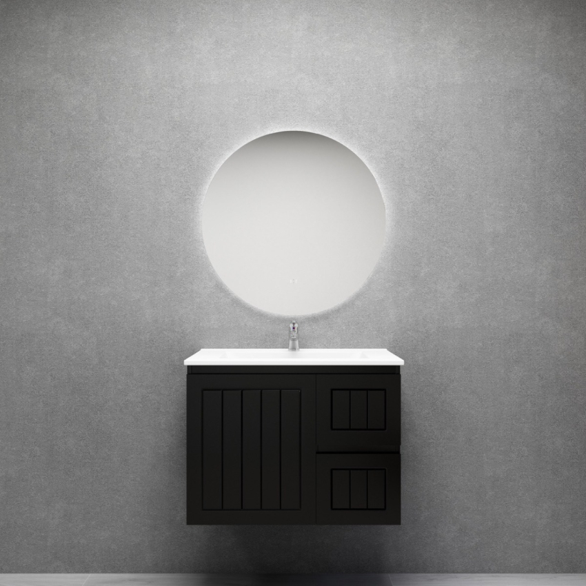 750MM Amber Matte Black 2PAC MDF 2L/DW 1R/DR Wall Hung Cabinet Only