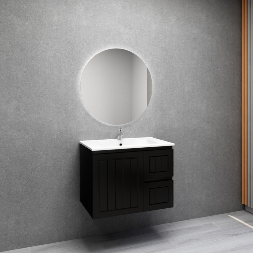 750MM Amber Matte Black 2PAC MDF 2L/DW 1R/DR Wall Hung Cabinet Only