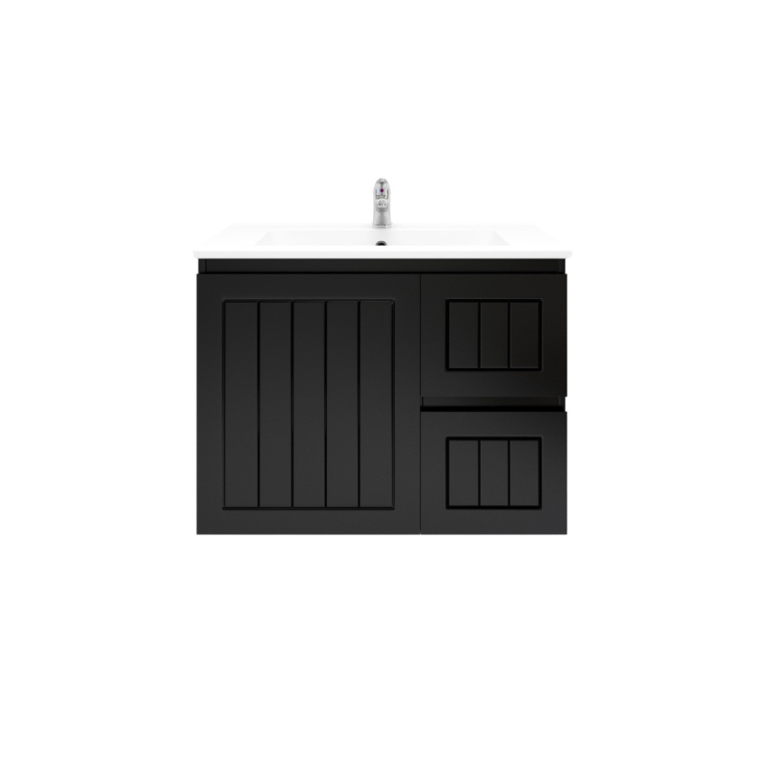 750MM Amber Matte Black 2PAC MDF 2L/DW 1R/DR Wall Hung Cabinet Only