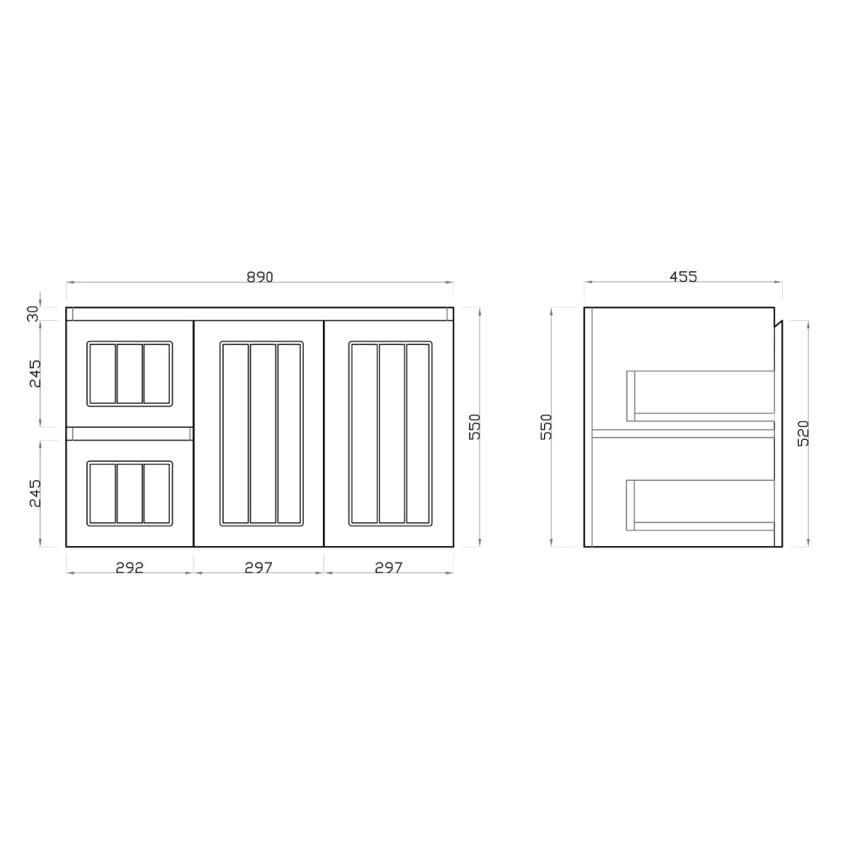 900MM Amber Matte Black 2PAC MDF 2L/DW 2R/DR Wall Hung Cabinet Only