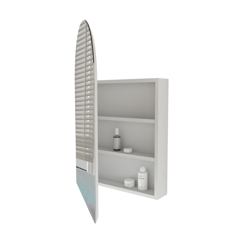 600x900mm Arched Matte White MDF 1/DR Shaving Cabinet