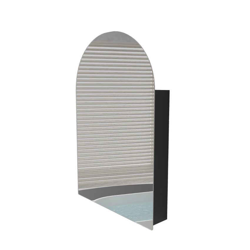 600x900mm Arched Matte Black MDF 1/DR Shaving Cabinet
