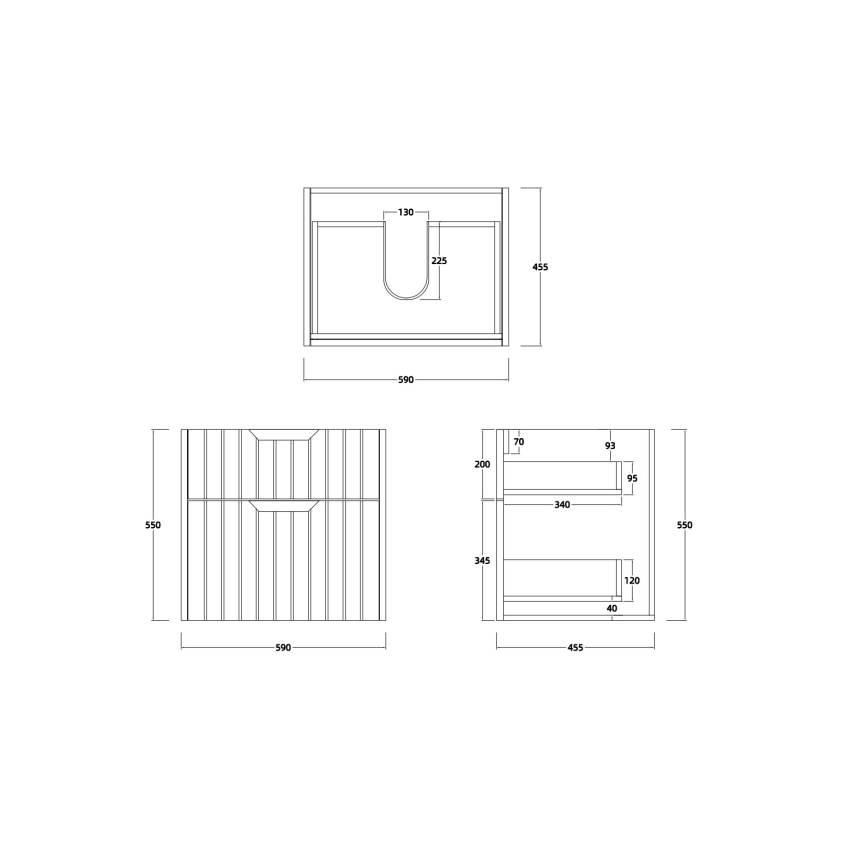 600mm Wall Hung Grooved Bathroom Vanity Matte White Finish 2 PAC Coating MDF Board Cabinet Only 