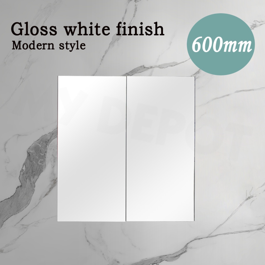 600MM Pencil Edge Gloss White 2 Doors PVC Shaving Cabinet