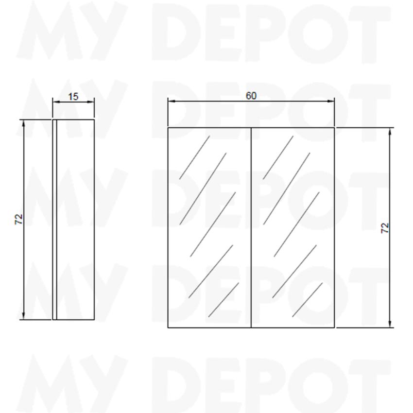600MM Pencil Edge Gloss White 2 Doors PVC Shaving Cabinet