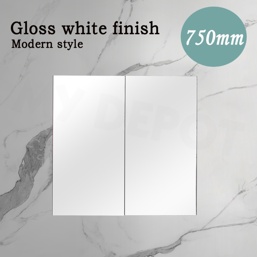 750MM Pencil Edge Gloss White 2 Doors PVC Shaving Cabinet