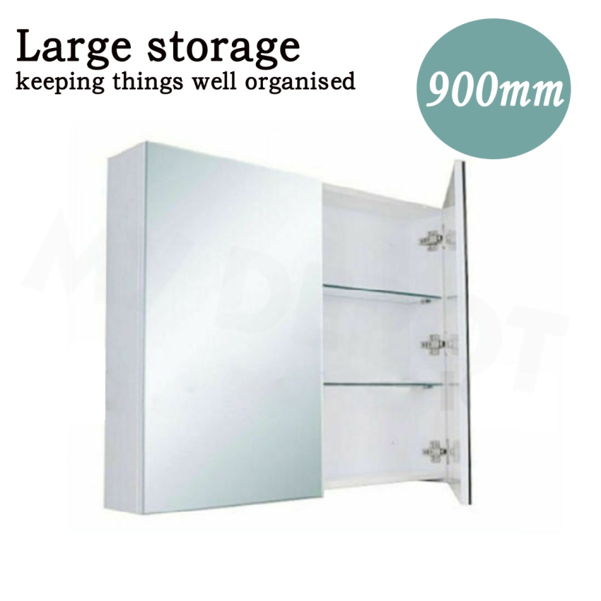900MM Pencil Edge Gloss White 2 Doors PVC Shaving Cabinet