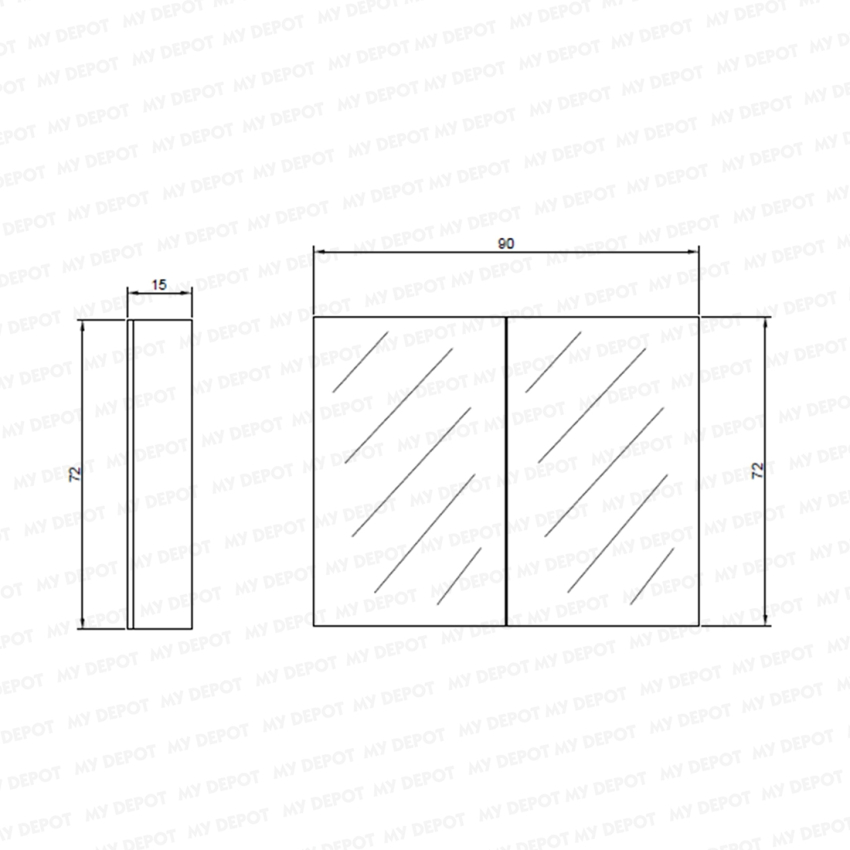 900MM Pencil Edge Gloss White 2 Doors PVC Shaving Cabinet