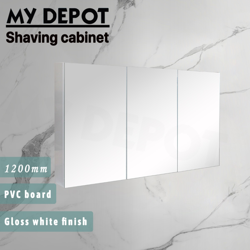 1200MM Pencil Edge Gloss White 3 Doors PVC Shaving Cabinet