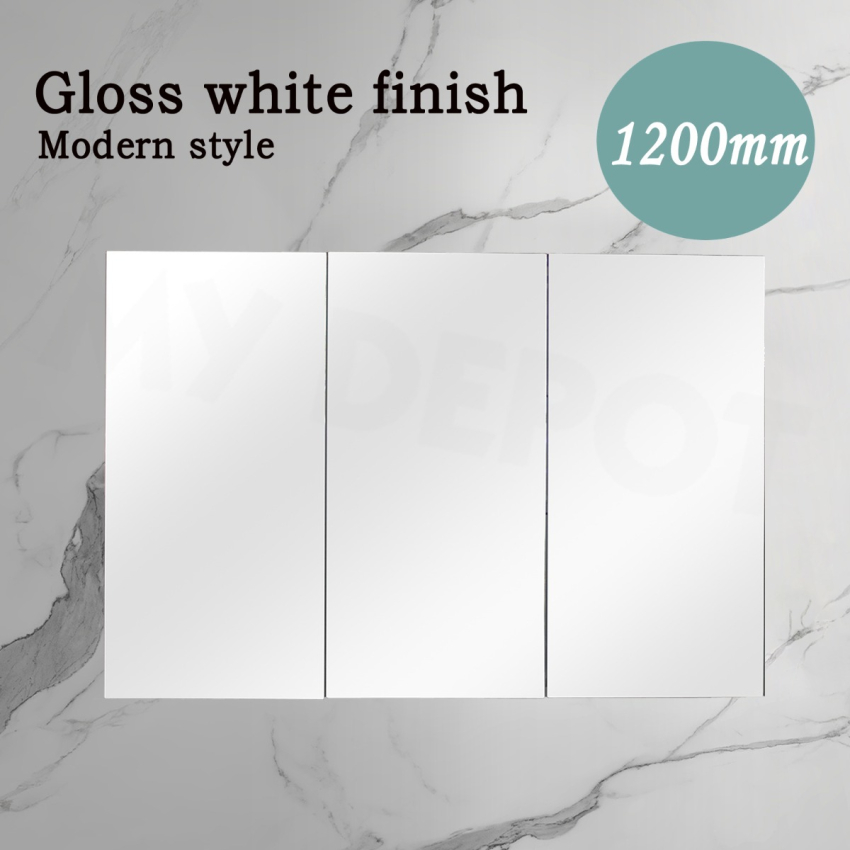 1200MM Pencil Edge Gloss White 3 Doors PVC Shaving Cabinet